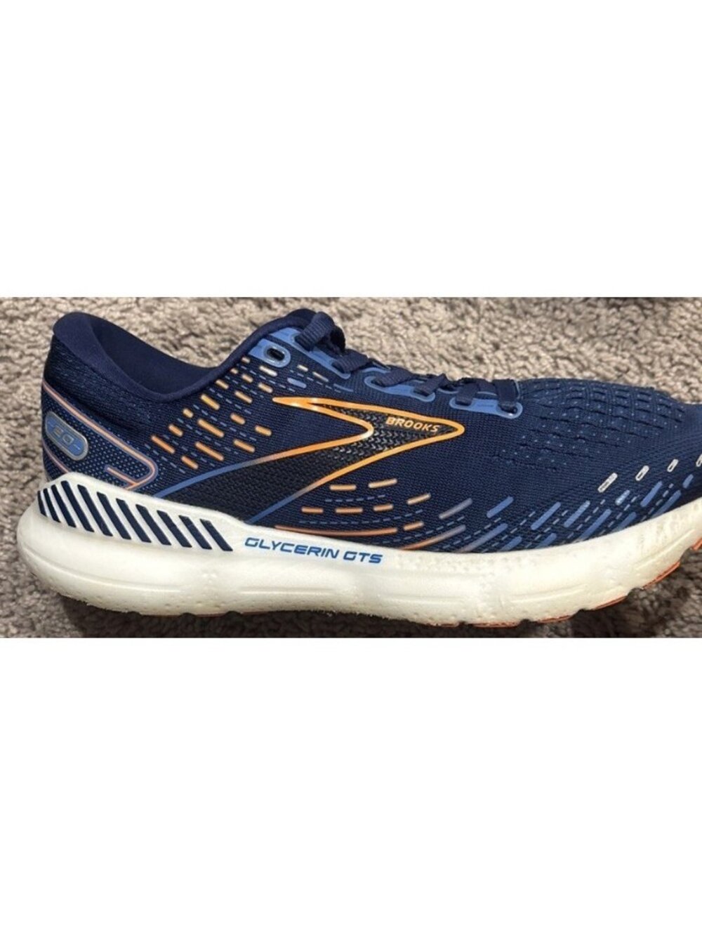 Brooks Glycerin GTS 20 Men’s Size 9 Running Shoes Blue Orange Sneakers